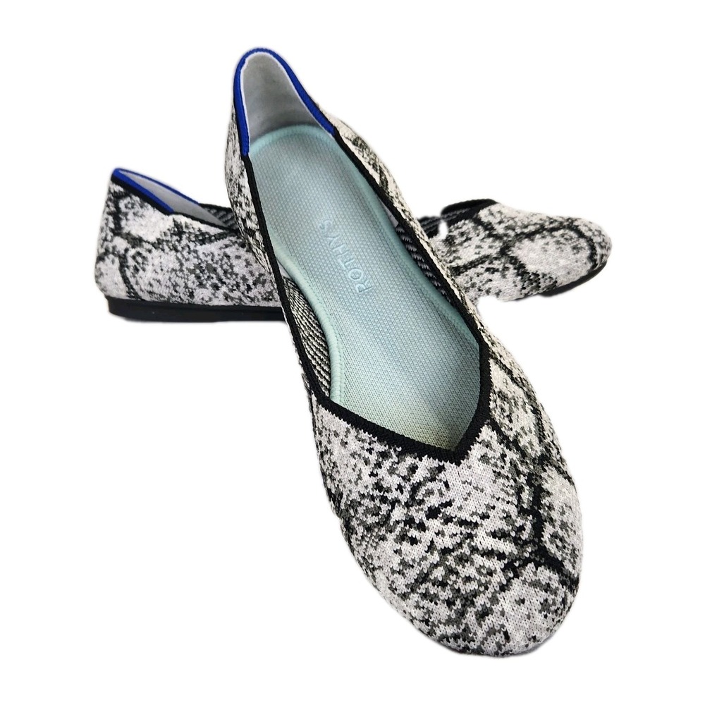 Rothy's Python Women's 9.5 Slip On‎ Black Gray Textile Machine Wash EUC